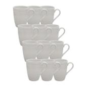 Kit 12 Canecas de Cerâmica Perla Branca 300ml Sem Resina