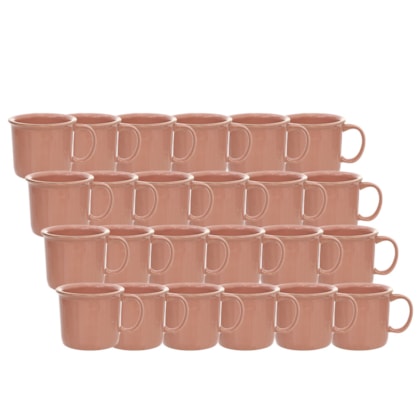 Kit 12 Canecas de Cerâmica Tipo Esmaltada Rosa 280ml Para Sublimação