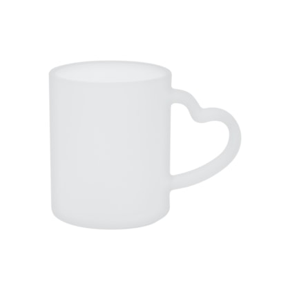 Kit 12 Canecas de Vidro Para Sublimação Jateada Com Alça de Coração de 330ml