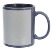 Kit 12 Canecas Para Sublimação de Cerâmica Azul Perolizada Com Área Branca E Interior Preto 325ml