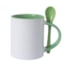 Kit 12 Canecas Para Sublimcao de Ceramica Branca Com Colher E Interior Verde Medio 325ml
