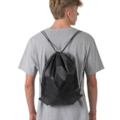 Kit 12 Sacochila de Poliéster 210d Preto 45x35cm