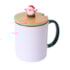 Kit 12 Tampa de Bambu Puxador Papai Noel Para Caneca 11oz