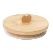 Kit 12 Tampas de Bambu Com Puxador de Coração Para Caneca