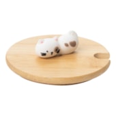 Kit 12 Tampas de Bambu Com Puxador Gato Para Caneca