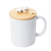 Kit 12 Tampas de Bambu Com Puxador Gato Para Caneca