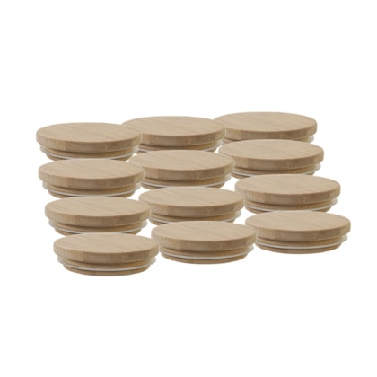 Kit 12 Tampas de Bambu Para Caneca 11oz