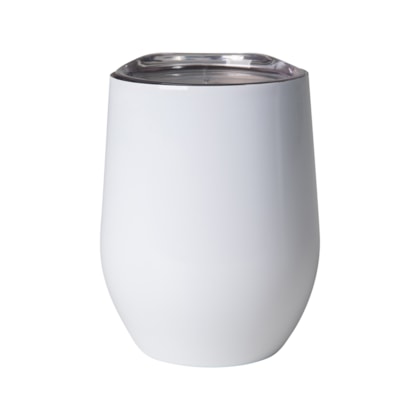 Kit 2 Copo Termico de Inox Parede Dupla Com Tampa Branco Para Sublimacao 350ml