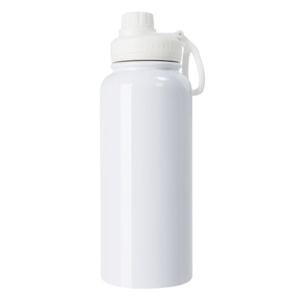Kit 2 Garrafa Squeeze Para Sublimação Térmica Com Tampa Emborrachada Branca de 900ml