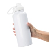 Kit 2 Garrafa Squeeze Para Sublimação Térmica Com Tampa Emborrachada Branca de 900ml