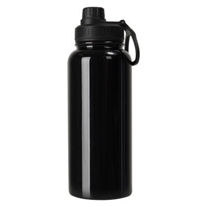 Kit 2 Garrafa Squeeze Térmica Com Tampa Emborrachada  Preta de 900ml - Sem Resina