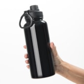 Kit 2 Garrafa Squeeze Térmica Com Tampa Emborrachada  Preta de 900ml - Sem Resina