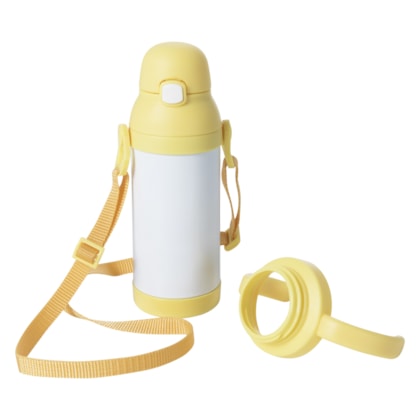 Kit 2 Garrafa Térmica Inox Para Sublimação Pegador Amarelo 330ml
