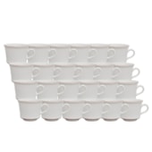 Kit 24 Xícaras de Cerâmica Perla Branca Com Borda Cobre 240ml Sem Resina