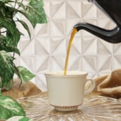 Kit 24 Xícaras de Cerâmica Perla Branca Com Borda Cobre 240ml Sem Resina