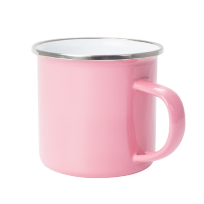 Kit 4 Caneca Esmaltada de Alumínio Flowers de 235ml Rosa - Sem Resina