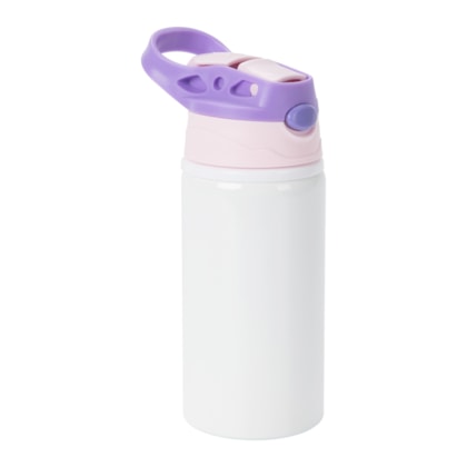 Kit 4 Squeeze Garrafa Aluminio Kids Branca Bico Rosa Lilas 500ml