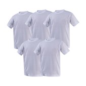 Kit 5 Camisetas Infantil Poliéster Branca Para Sublimação