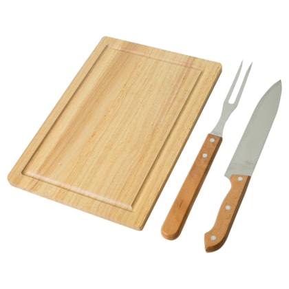 Kit 5 Kit Churrasco Premium Tabua Madeira E Talheres Inox