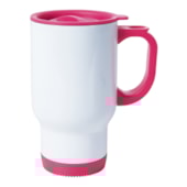 Kit 6 Copos Térmico Para Sublimação de Inox Branco Viagem Com Tampa Rosa - 475ml