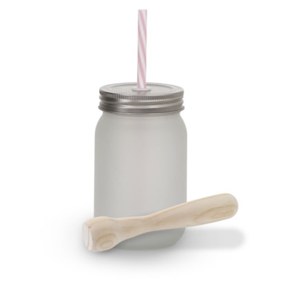 Kit 6 Kit Caipirinha Para Sublimação Com Canudo Branco Rosa