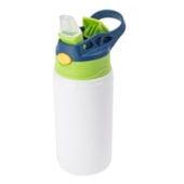 Kit 6 Squeeze Garrafa Alumínio Para Sublimação Kids Branca Tampa Azul / Verde 500ml