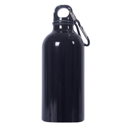 Kit 6 Squeeze Garrafa Mosquetão de Alumínio de 500ml Sem Resina Preto