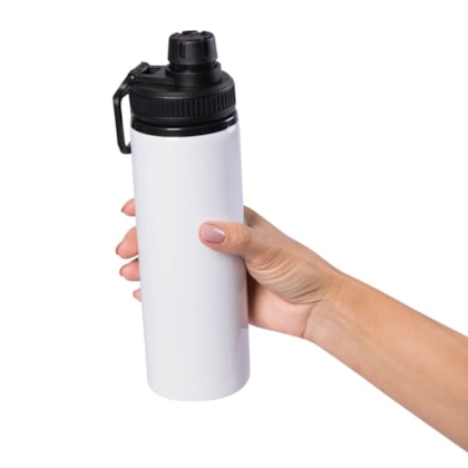 Kit 6 Squeeze Garrafa Para Sublimação de Alumínio Branca Com Tampa Emborrachada 750ml