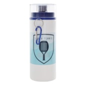 Kit 6 Squeezes Garrafa Alumínio Tampa Azul Mosquetão 600ml