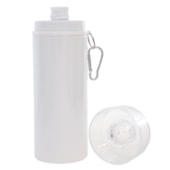 Kit 6 Squeezes Garrafa Alumínio Tampa Branca Mosquetão 600ml