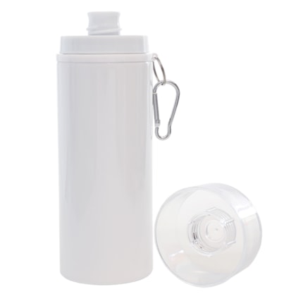 Kit 6 Squeezes Garrafa Alumínio Tampa Branca Mosquetão 600ml