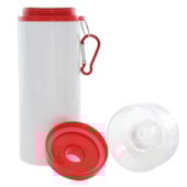 Kit 6 Squeezes Garrafa Alumínio Tampa Vermelha Mosquetão 600ml