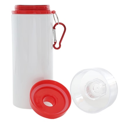 Kit 6 Squeezes Garrafa Alumínio Tampa Vermelha Mosquetão 600ml