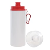 Kit 6 Squeezes Garrafa Alumínio Tampa Vermelha Mosquetão 600ml