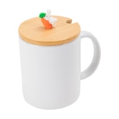 Kit 6 Tampa de Bambu Com Puxador Coelho Para Caneca