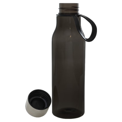 Kit 7 Garrafas Plástica Tritan Preta Com Tampa Inox 600ml