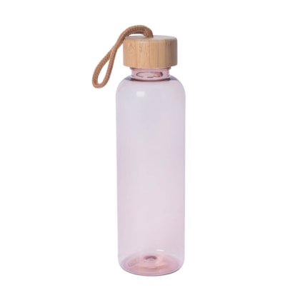 Kit 8 Garrafa Squeeze Rosé Com Tampa de Bambu de 500ml