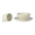 Kit Trio Caneca 220ml, Bowl 500ml Com Prato de Cerâmica para Sublimação Especial Off White Resinada
