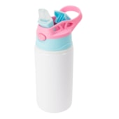 Squeeze Garrafa Aluminio Para Sublimaçao Kids Branca Bico Rosa / Azul 500ml