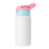 Squeeze Garrafa Aluminio Para Sublimaçao Kids Branca Bico Rosa / Azul 500ml